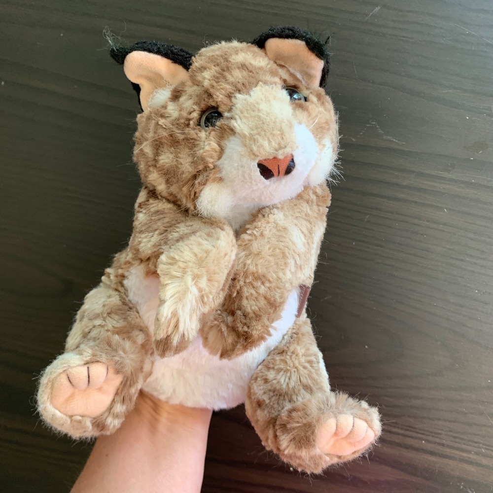 Folkmanis Bobcat Hand Puppet Brown Spotted Plush‎ Wild Cat 21-YM-016 Tufted Ears